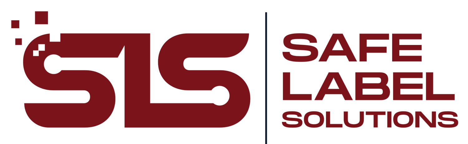 Safe Label Solutions logo with 'SLS' initials in red on a white background